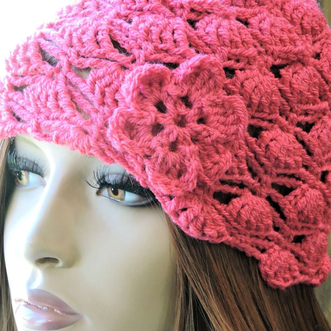 Crochet Lace Beanie Pattern: Dakota Belle Hat With Flower (PDF) - Etsy