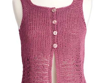 Crochet Tank Top Pattern for Women - Elisa Sleeveless Top, Button Up Top, Simple Summer Crochet Top, Small to Plus Size Classic Crochet Top