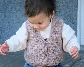 Crochet Pattern - Atta Boy Vest for Baby, Crochet Baby Vest Pattern, Hippie Baby Clothes, Crochet Baby Boy Outfit, Crochet Baby Sweater Vest