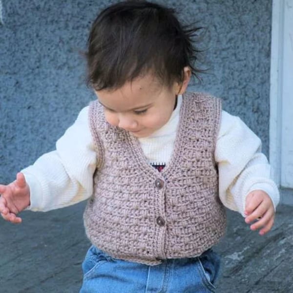 Crochet Pattern - Atta Boy Vest for Baby, Crochet Baby Vest Pattern, Hippie Baby Clothes, Crochet Baby Boy Outfit, Crochet Baby Sweater Vest