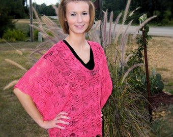 Rosaline Lace Tunic Crochet Pattern: Drop Stitch Kimono Sleeves (PDF Pattern)