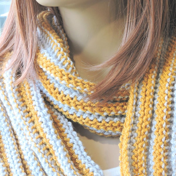 Basic Stripe Scarf Crochet PATTERN, Easy Crochet Patterns, Crochet Neck Scarves for Women, Beginner Winter scarf PDF Instructions In English