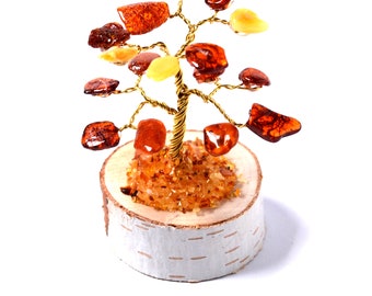 Amber Tree of Happiness 7cm 16 Baltic Amber Stones