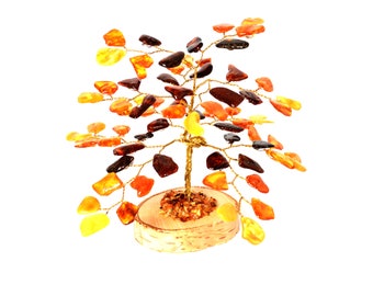 Baltic Amber Tree of Happiness: Natural Gemstone Sculpture