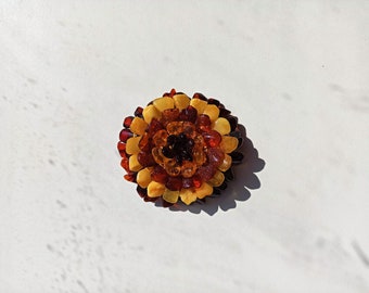 Big Amber Flower Brooch ,  Natural amber hair clip, Big Amber Brooch, Massive Baltic Amber Pendant, Handmade Flower Pendant, Large broch