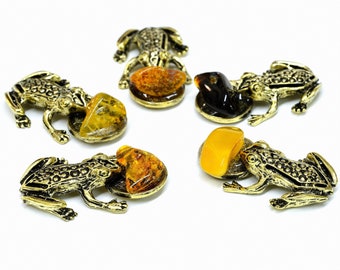 Metal Amber Money Frog  Bonsai Baltic  Amber Stone Buddha Wealth Frog Forest