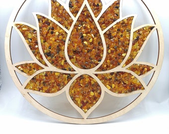 Amber Vitrage Lotus  Souvenir Window Decoration Mandala Angel Natural Amber stones Beautiful Design Modern Window Decor