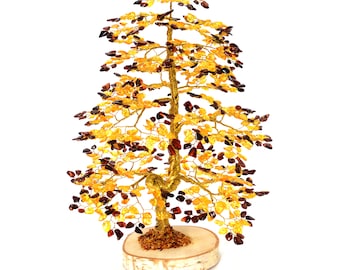 Handmade Baltic Amber Tree of Life Sculpture: 40cm Luxury Decor