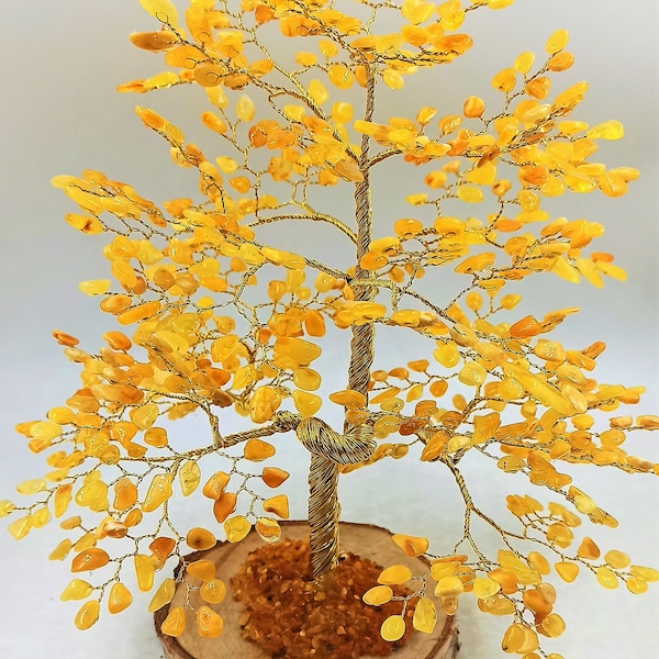 Amber Tree of Happiness  Oak  White Milky  Matte   9.5"  630  Baltic  Amber Stones Gift Rare Color