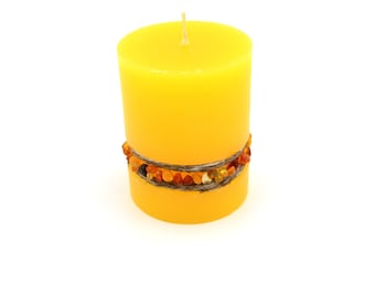 Amber Stone Candle: Paraffin Wax, Cozy Home Decor