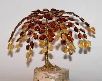 Baltic Amber Tree of Happiness: Handmade Willow Tree Decor (13cm)