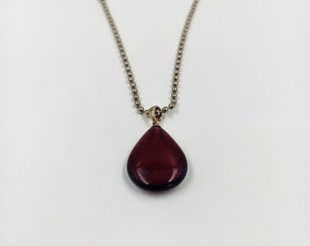 Natural Amber Teardrop Pendant Necklace