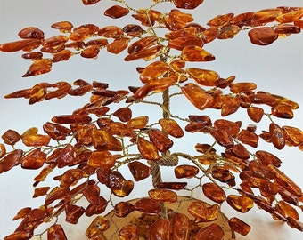 Handmade Baltic Amber Tree of Happiness: 18cm Maple Tree Sculpture