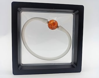 White Silicon Amber Stone Bracelet: Modern Unisex Jewelry