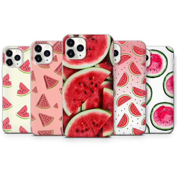 watermelon pattern phone case, fruit phone cover for iPhone 14 Pro, 13, 12, 11, XR, 8+, 7 & Samsung S21, A50, A51, A53, Huawei P20, P30 Lite