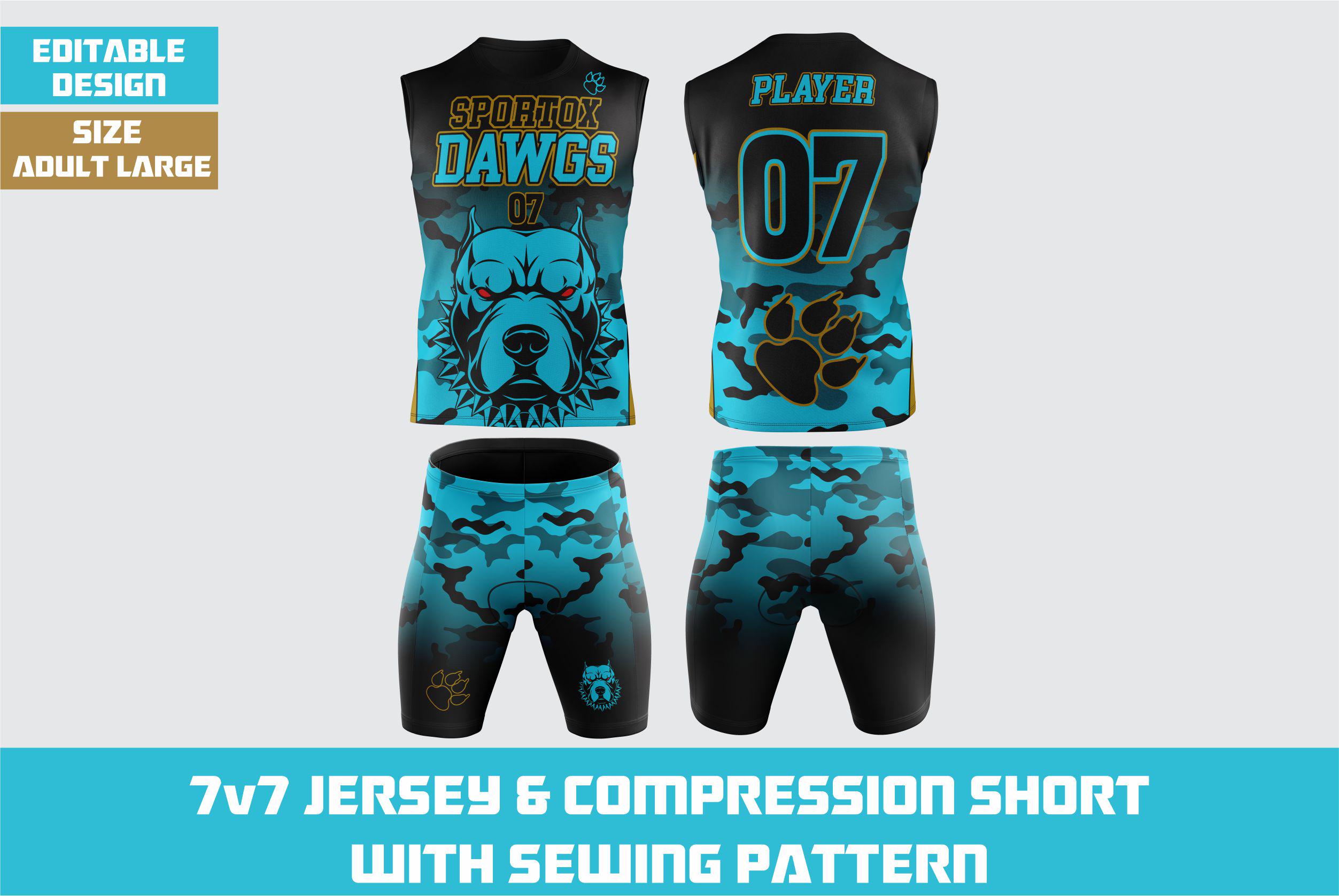 7v7 Football Jersey & Compression Shorts Template | Dawgs