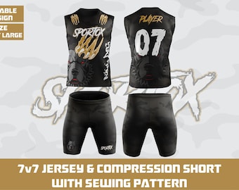 7v7 Football Jersey & Compression Shorts Mockup | Editable CDR EPS