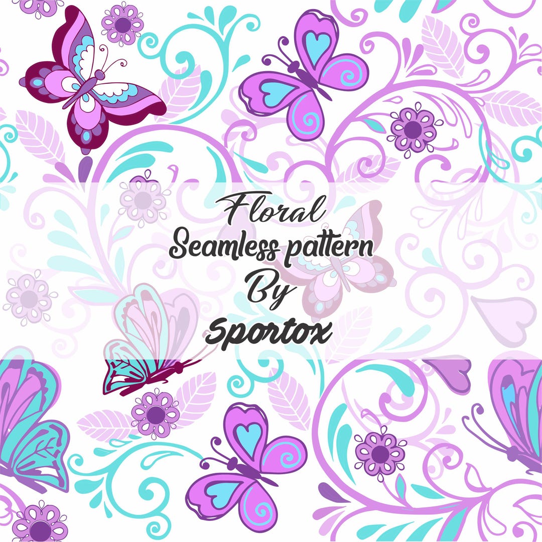 Butterfly Floral Seamless Pattern - Digital Paper, Pastel Flowers ...