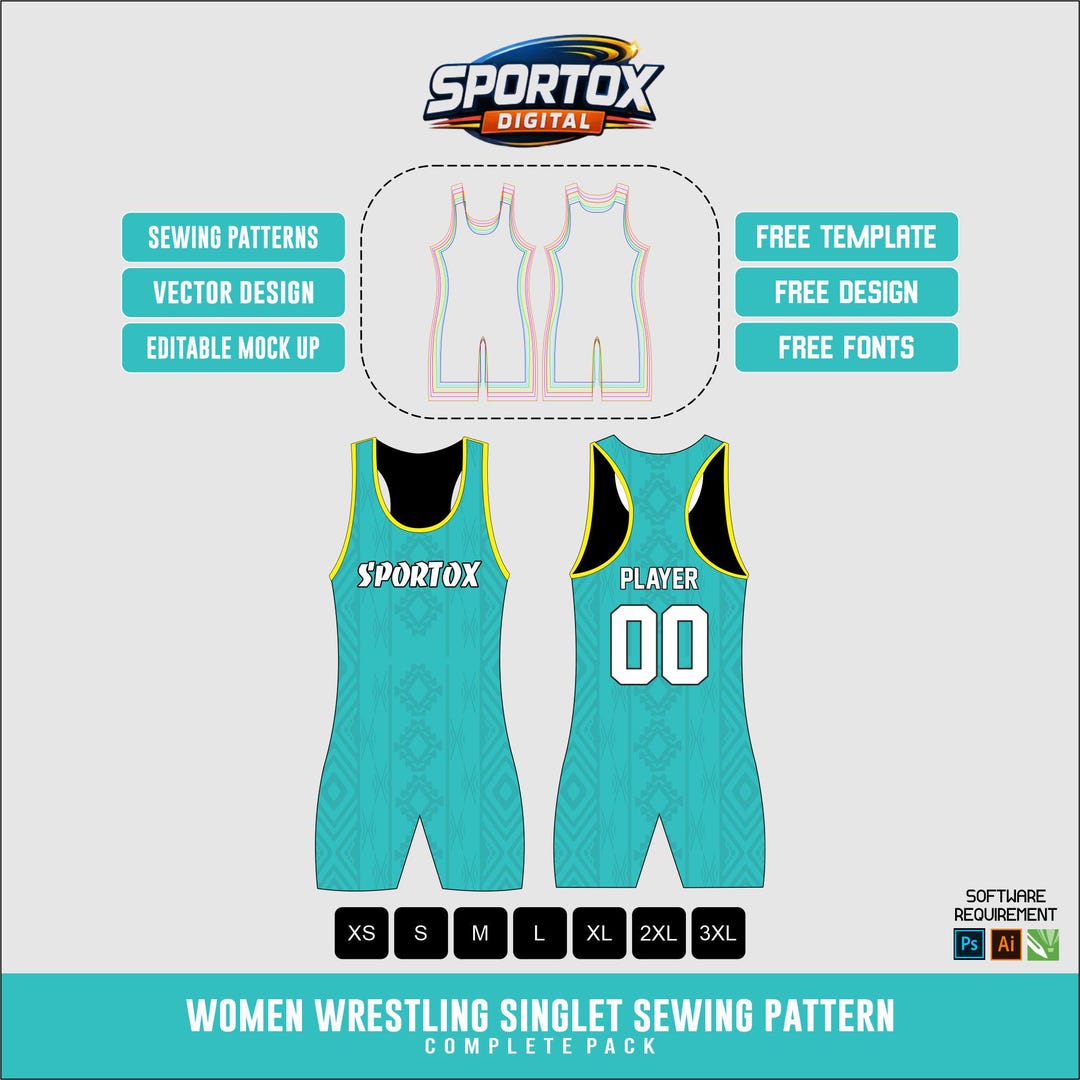 Mma Repeat Pattern Women Wrestling Singlet Sewing Pattern PDF, MMA Wrestling Uniform ...