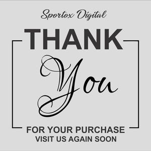 "Thank you message from Sportox Digital – appreciation for your purchase."