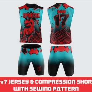 7v7 Football Jersey & Compression Shorts Mockup Template | Sports Uniform Sewing Pattern | Instant Download | DIY Ready to Print File.
