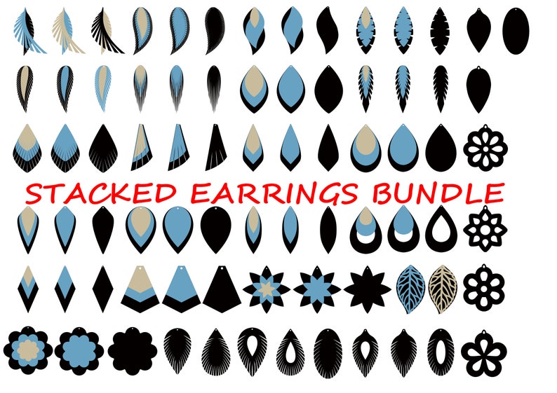 Download Stacked Earrings Bundle Template SVG Stacked Earrings SVG ...