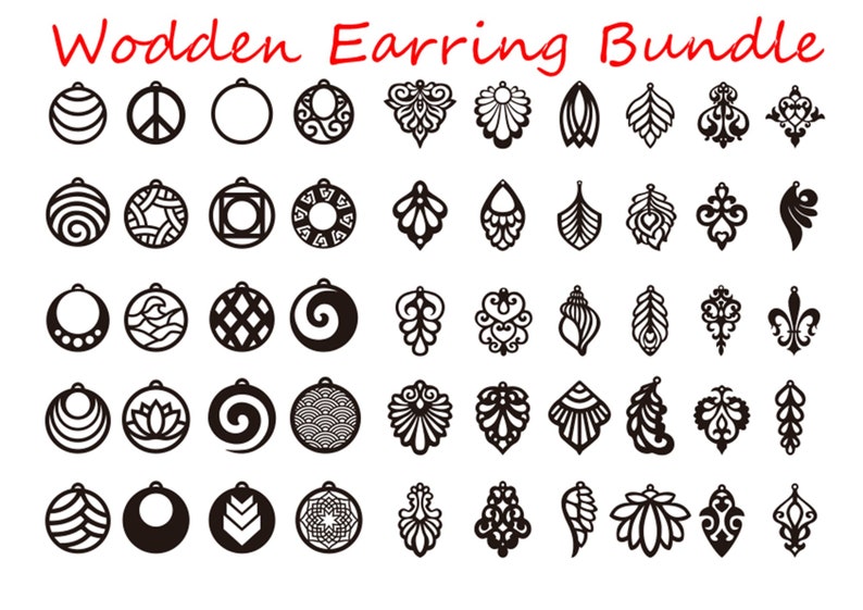 Wooden Earrings Bundle Template SVG Stacked Earrings SVG | Etsy