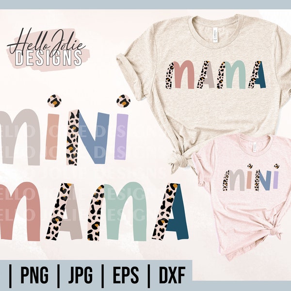 Mama Mini Leopard svg Cut Files, Mommy and Me svg, Leopard Print svg, Mama svg, png, jpg for Cricut