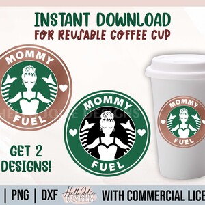 Taza de café de combustible de mamá svg, Sbux Ring svg, Tumbler svg, Mom Fuel svg, Venti Bundle svg para Cricut