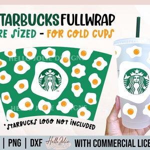 Sunny Side Up Egg Full Wrap Cold Cup svg, Sbux Cold Cup SVG, Food Cup Full Wrap svg, Venti Decal Cold Cup 24 oz. for Cricut