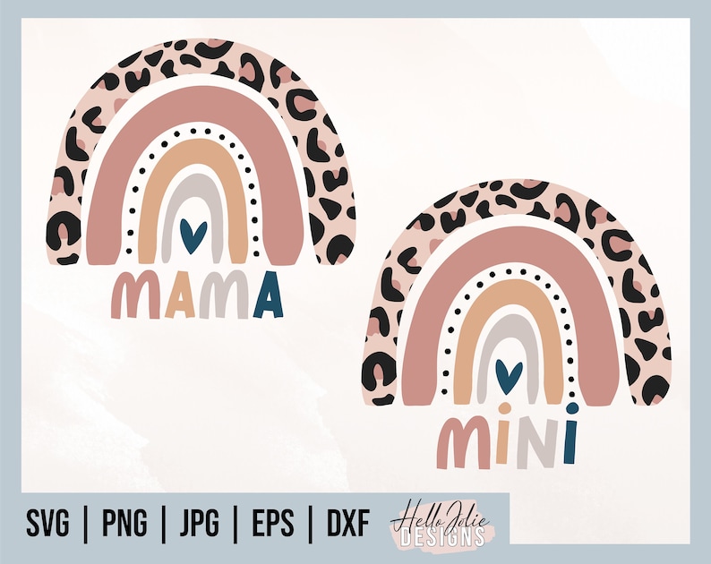 Download Mama Mini Rainbow svg Cut Files Mommy and Me svg Leopard | Etsy