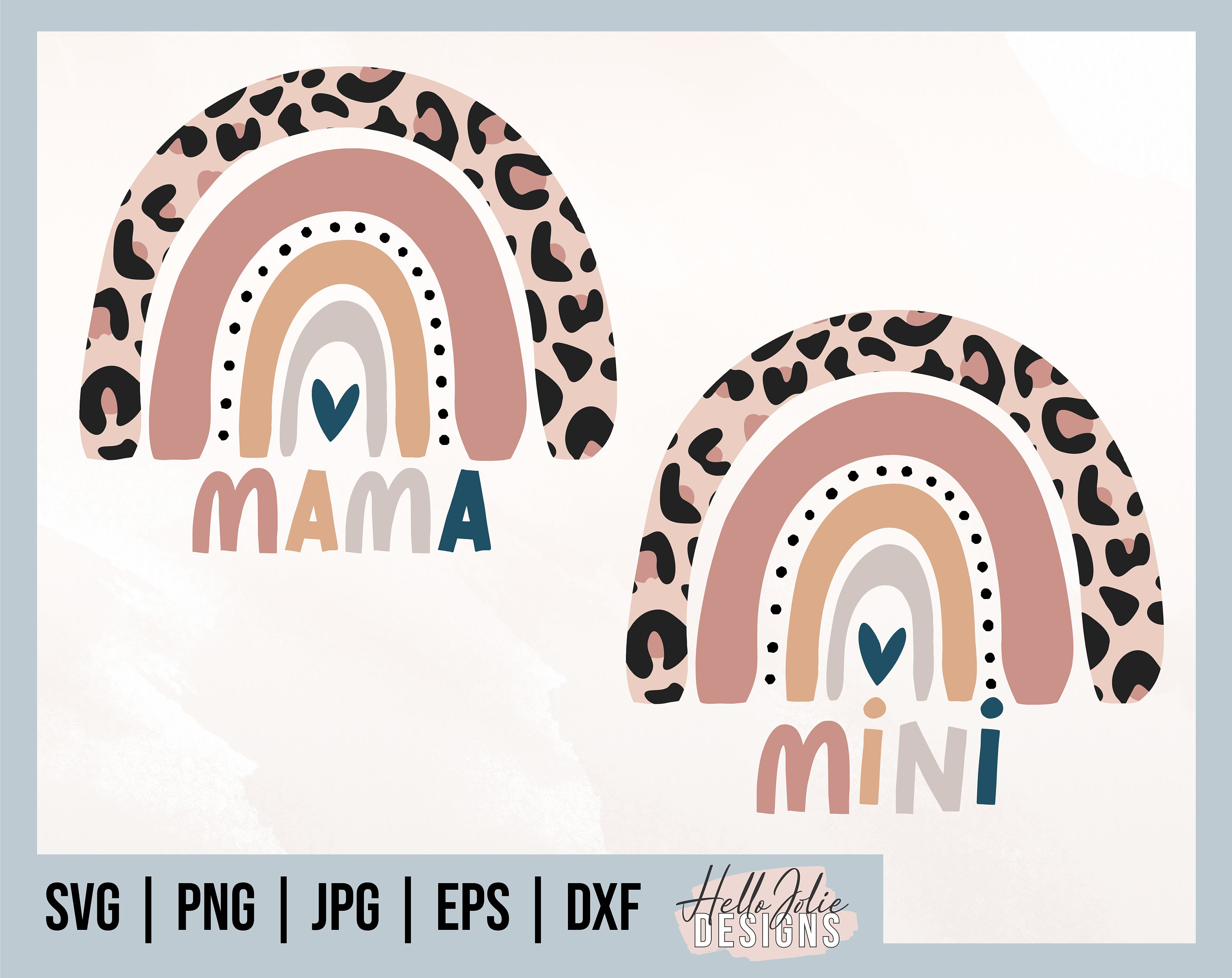 Mama Mini Rainbow Svg Cut Files Mommy and Me Svg Leopard - Etsy UK