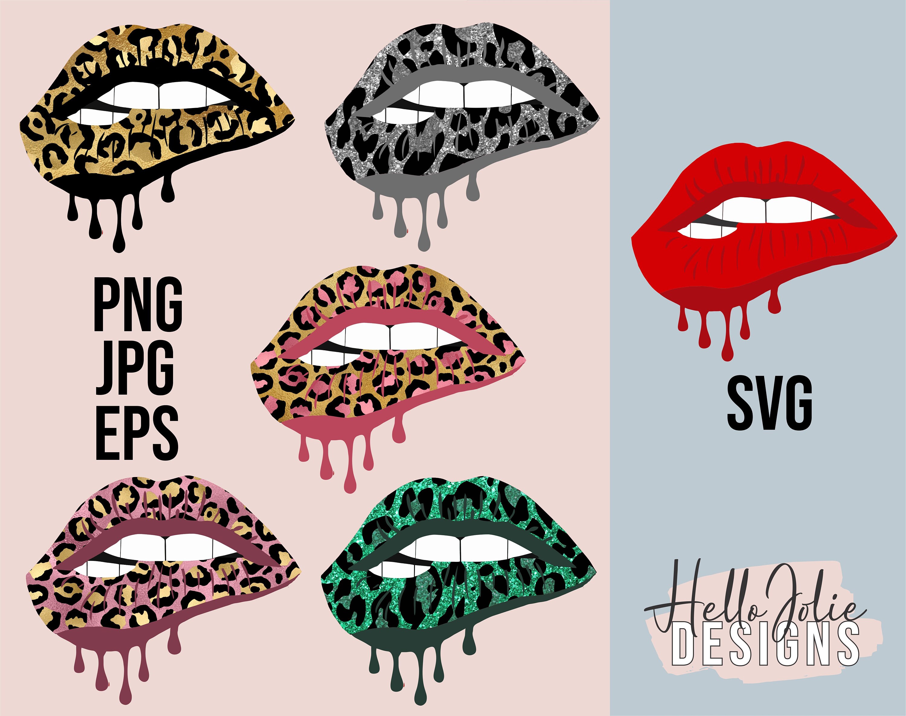 Leopard Dripping Lips Clipart, Dripping Lips Svg, Sublimation of Lips ...
