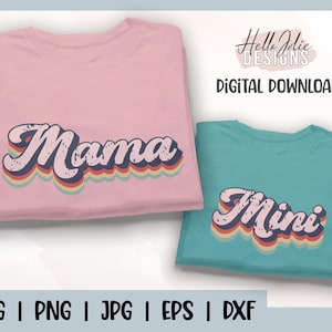 Mama Mini Retro svg, Mami y Me svg, Mama svg, Retro svg, Retro svg, Mom svg Diseño para Cricut