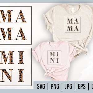 Mama Mini Leopard Svg Cut Files Mommy and Me Svg Boxed Mama - Etsy