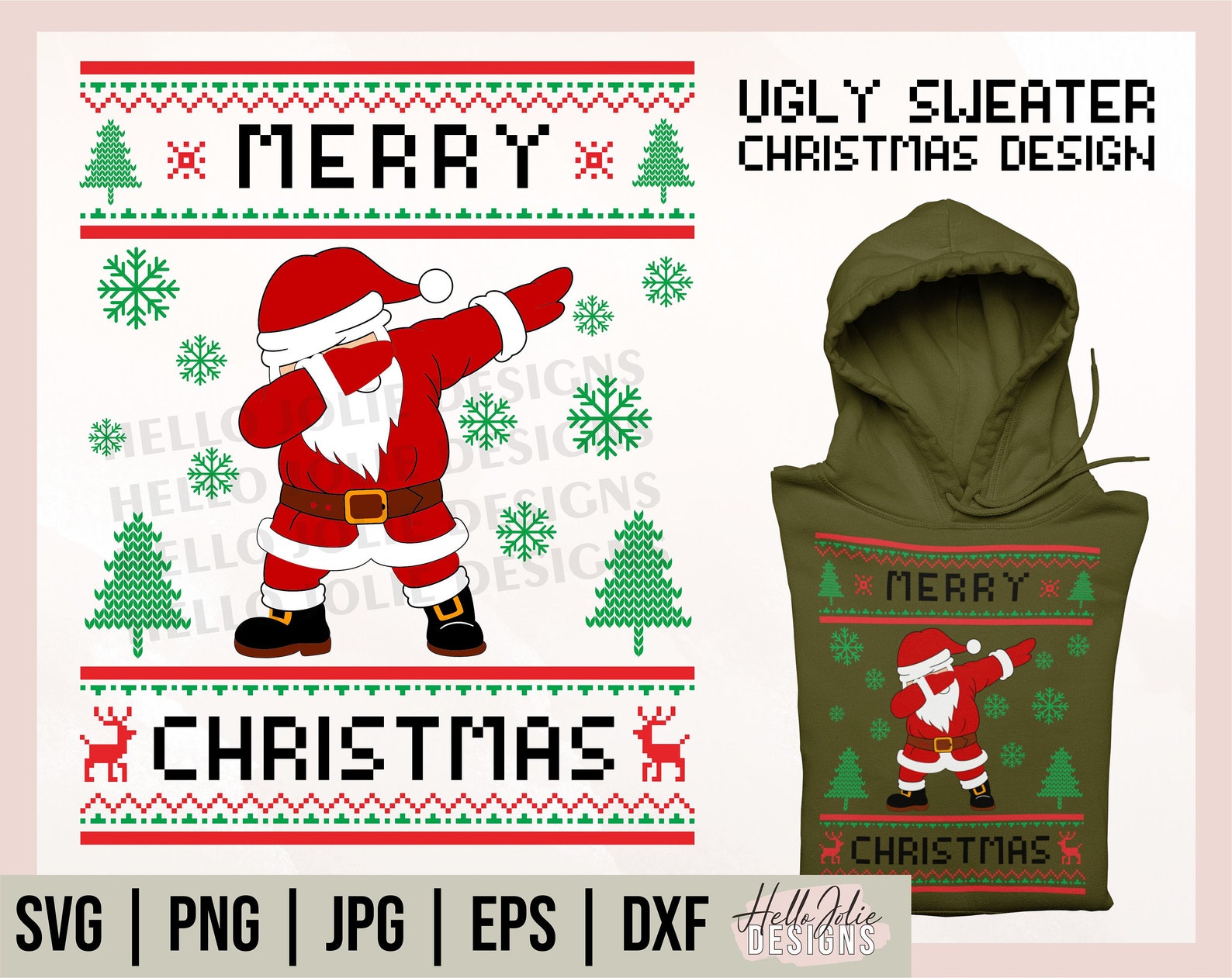 Ugly Sweater Svg Funny Christmas Svg Santa Dab Svg Dabbing Etsy