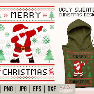 Suéter feio svg, Natal engraçado svg, Santa Dab svg, Dabbing Santa svg, Dabbing svg, Feliz Natal svg, Holiday svg, png, para Cricut