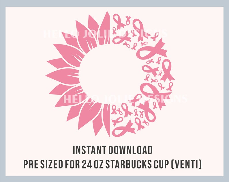 Sunflower Pink Ribbon Starbucks Cup svg Breast Cancer | Etsy