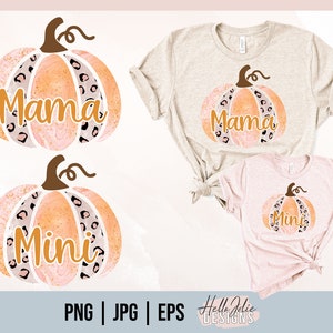 Mama Mini Pumpkin png, Leopard Pumpkin png, Matching Mom and Baby, Fall Sublimation Design, Mommy and Me Cutfile for Cricut