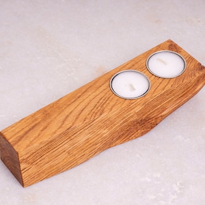 Oak tealight, rustic candle holder, Home decor. Reclaimed / repurposed and Handmade.