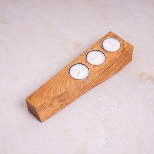 Oak tealight, rustic candle holder, Home decor. Reclaimed / repurposed and Handmade.