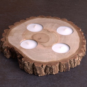 Wooden Tealight holder for 4 lights, rustic candle holder, Home decor, Wedding, centerpiece. Reclaimed / repurposed and handmade.