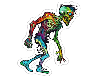 Cartoon Zombie Dude Sticker: Spooky Halloween Illustration