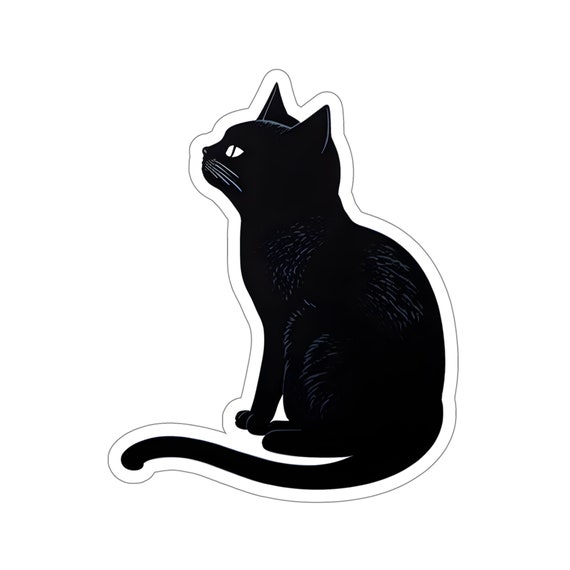 Simple Black Cat Sticker, HQ3, Black Cat, Cute, Adorable, Illustration, Kitty  Cat, Gift for Kids, Gift for Cat Lover, Kitten, Gift for Kids 
