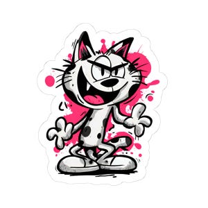 GCat1 Graffiti Cat Sticker, Stickers for Kids, Fun Laptop Decals, Cute Gift for Cat Lovers, Cartoon Art Stickers, Graffiti Cat Sticker