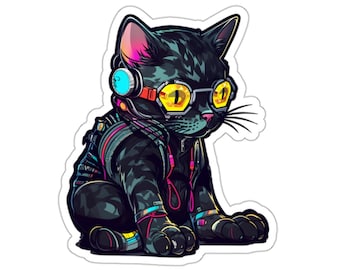 Cyberpunk Kitty Cat Sticker: Futuristic Hi-tech Vinyl - Etsy