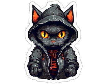Halloween Kitty Cat Vinyl Sticker, Spooky Fun