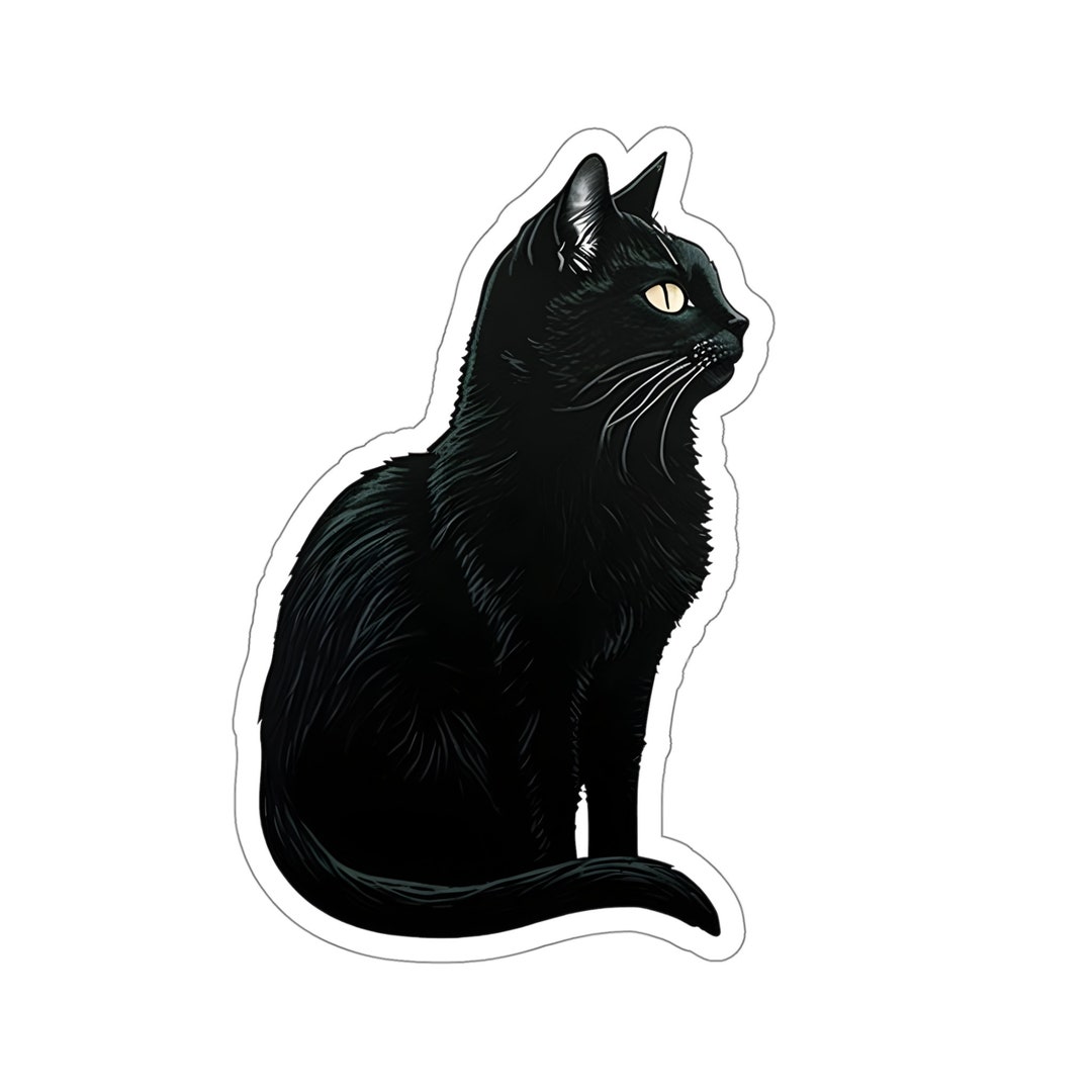 Funny Black Cat Sticker Decal - 5.5 Inch Wide Vinyl For Cars, Laptops, Windows & More