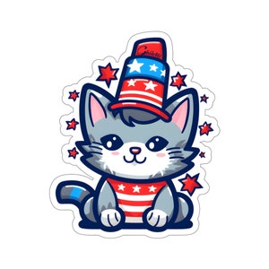 Sticker Kitty Cat 4 juli: vinylsticker patriottische VS
