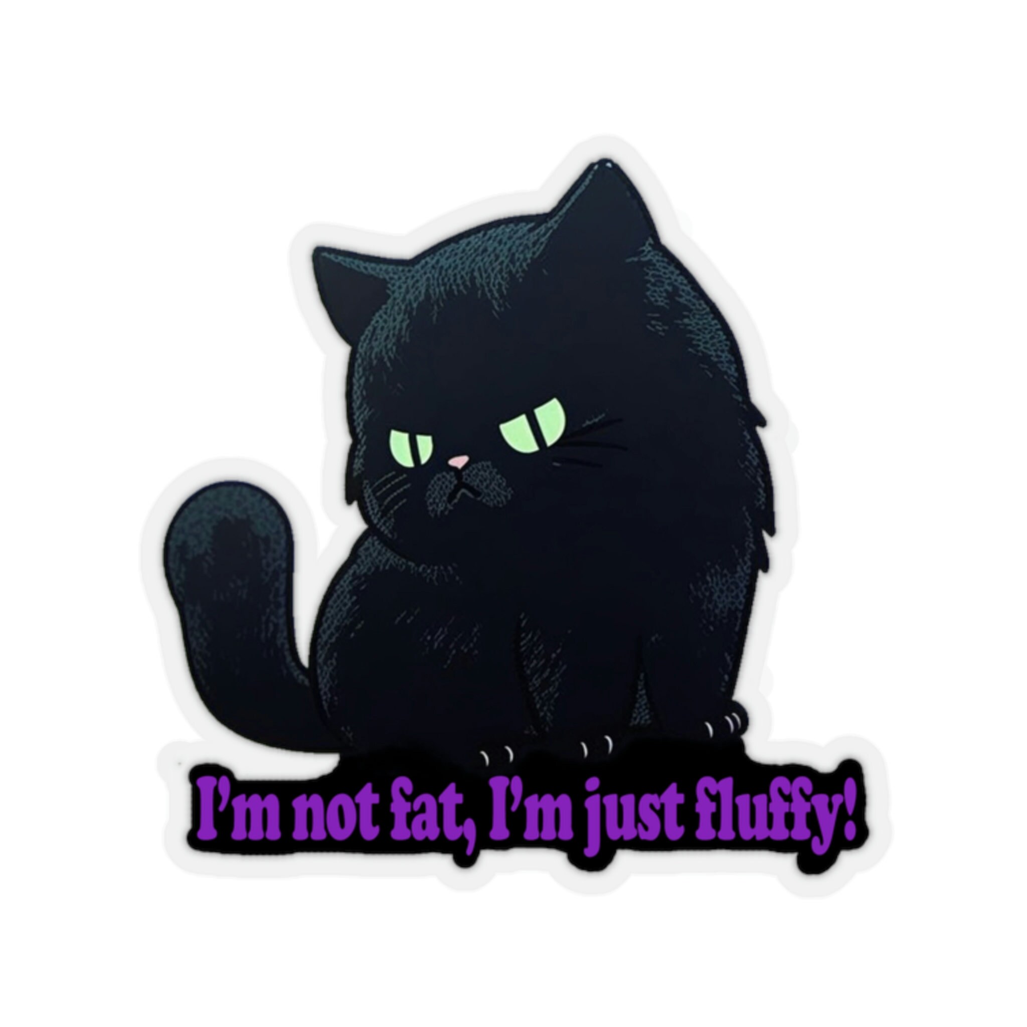 Fat Black Cat Sticker 4 Fatty Kitty Funny Black Cat Cute - Etsy